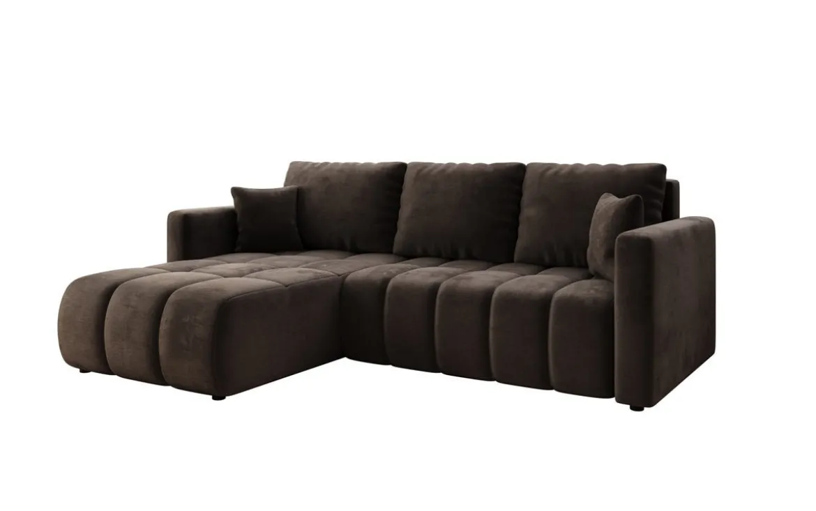 Designer Ecksofa Beatrice mit Schlaf- und Klappfunktion in Samt