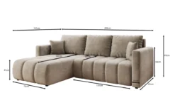 Designer Ecksofa Beatrice mit Schlaf- und Klappfunktion in Samt