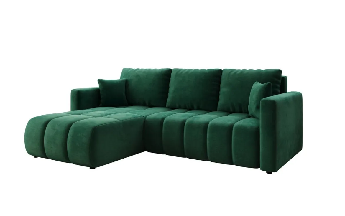 Designer Ecksofa Beatrice mit Schlaf- und Klappfunktion in Samt
