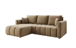 Designer Ecksofa Beatrice mit Schlaf- und Klappfunktion in Samt