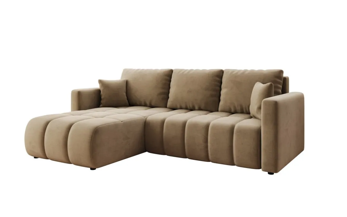 Designer Ecksofa Beatrice mit Schlaf- und Klappfunktion in Samt