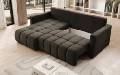 Designer Ecksofa Beatrice mit Schlaf- und Klappfunktion in Samt