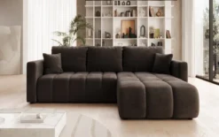 Designer Ecksofa Beatrice mit Schlaf- und Klappfunktion in Samt