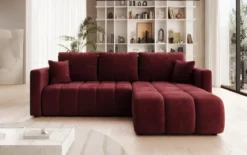 Designer Ecksofa Beatrice mit Schlaf- und Klappfunktion in Samt