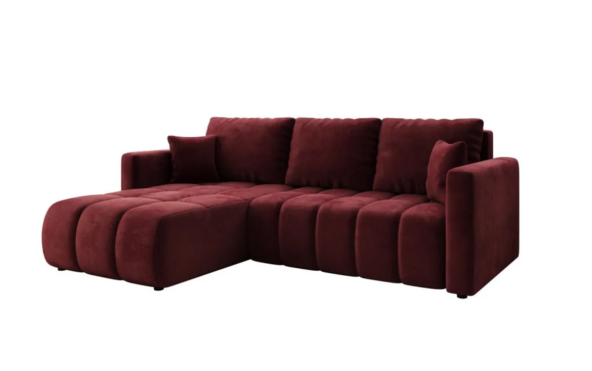 Designer Ecksofa Beatrice mit Schlaf- und Klappfunktion in Samt