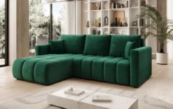 Designer Ecksofa Beatrice mit Schlaf- und Klappfunktion in Samt