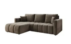 Designer Ecksofa Beatrice mit Schlaf- und Klappfunktion in Samt