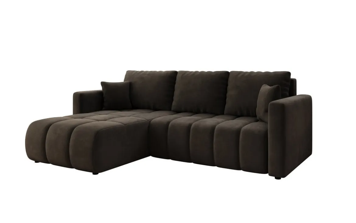 Designer Ecksofa Beatrice mit Schlaf- und Klappfunktion in Samt