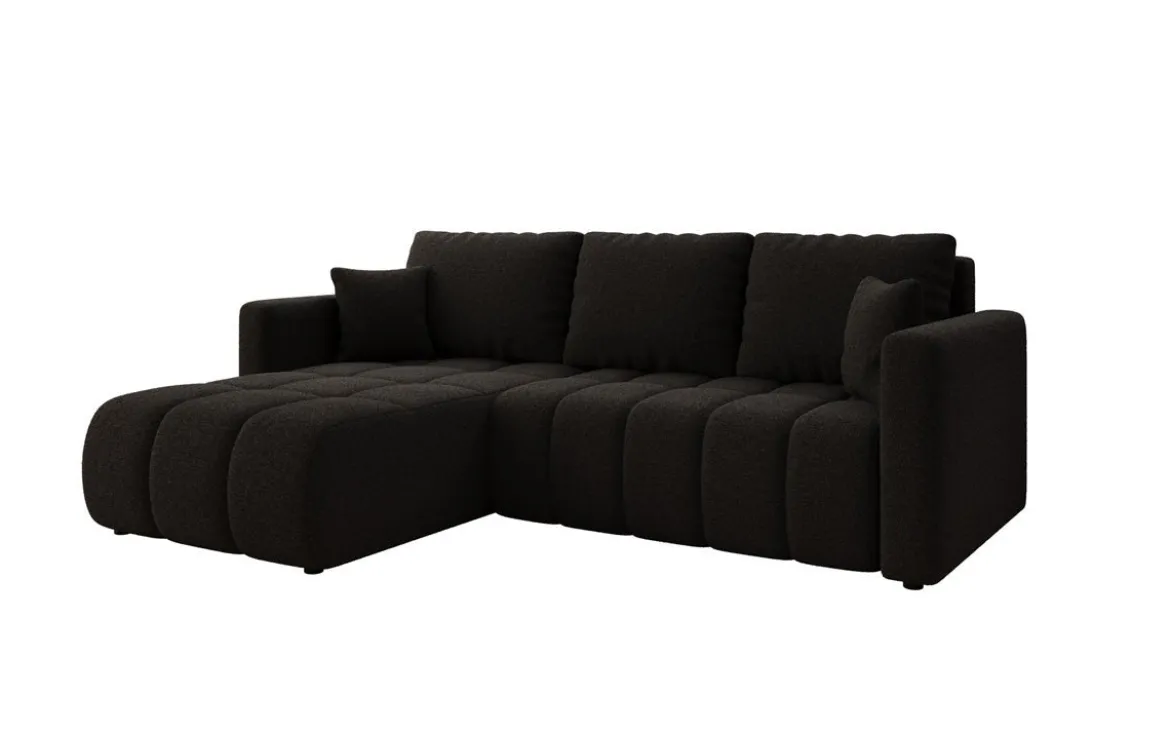 Designer Ecksofa Beatrice mit Schlaf- und Klappfunktion in Bouclé