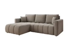 Designer Ecksofa Beatrice mit Schlaf- und Klappfunktion in Bouclé