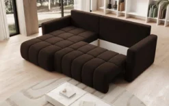 Designer Ecksofa Beatrice mit Schlaf- und Klappfunktion in Bouclé