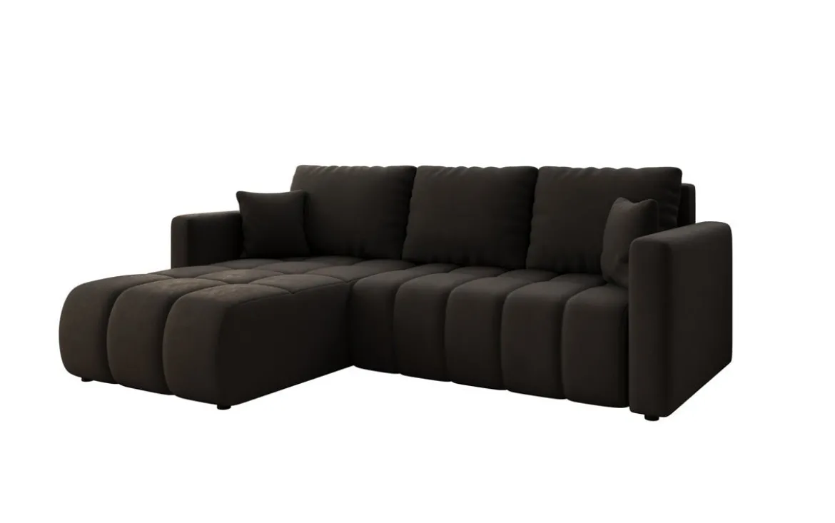 Designer Ecksofa Beatrice mit Schlaf- und Klappfunktion in Stoff