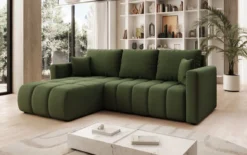 Designer Ecksofa Beatrice mit Schlaf- und Klappfunktion in Stoff