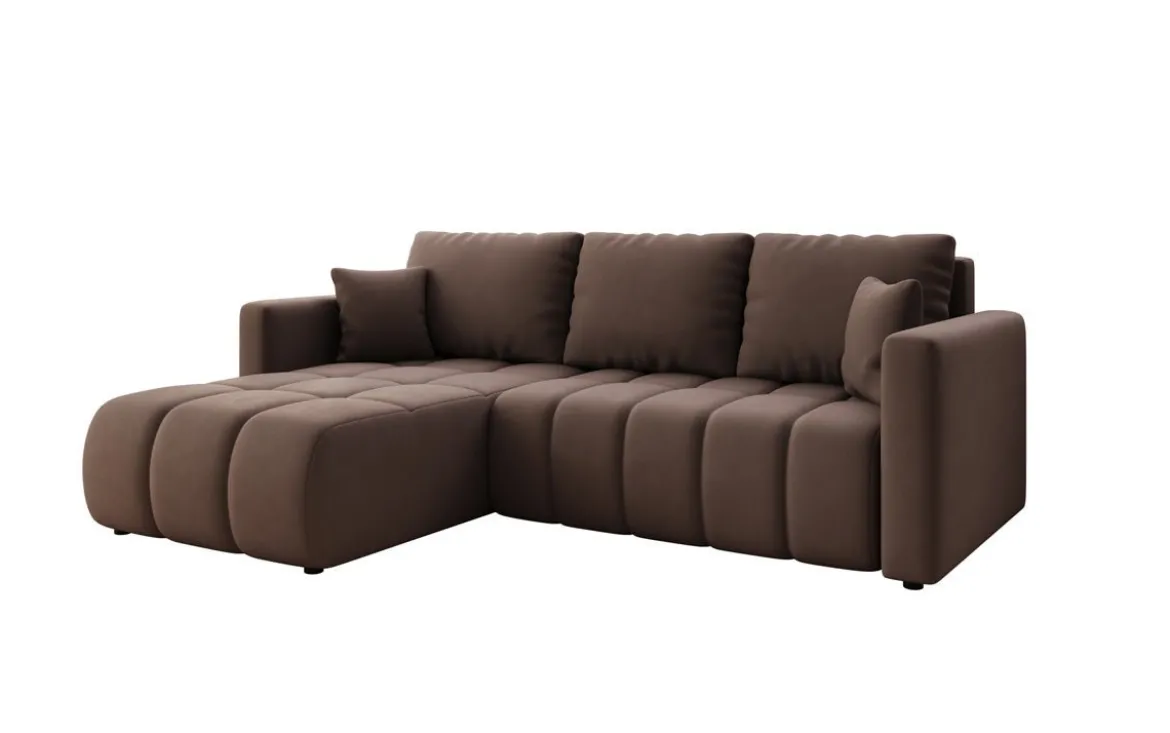 Designer Ecksofa Beatrice mit Schlaf- und Klappfunktion in Stoff