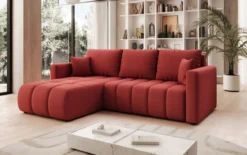 Designer Ecksofa Beatrice mit Schlaf- und Klappfunktion in Stoff