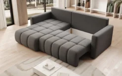 Designer Ecksofa Beatrice mit Schlaf- und Klappfunktion in Stoff