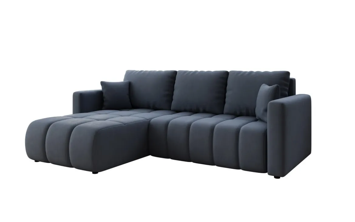 Designer Ecksofa Beatrice mit Schlaf- und Klappfunktion in Stoff