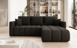 Designer Ecksofa Beatrice mit Schlaf- und Klappfunktion in Stoff