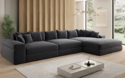 Designer Ecksofa Bernardo Maxi mit breiter Ottomane in Strukturstoff