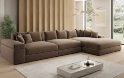 Designer Ecksofa Bernardo Maxi mit breiter Ottomane in Strukturstoff