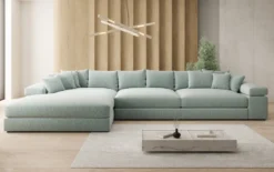 Designer Ecksofa Bernardo Maxi mit breiter Ottomane in Strukturstoff