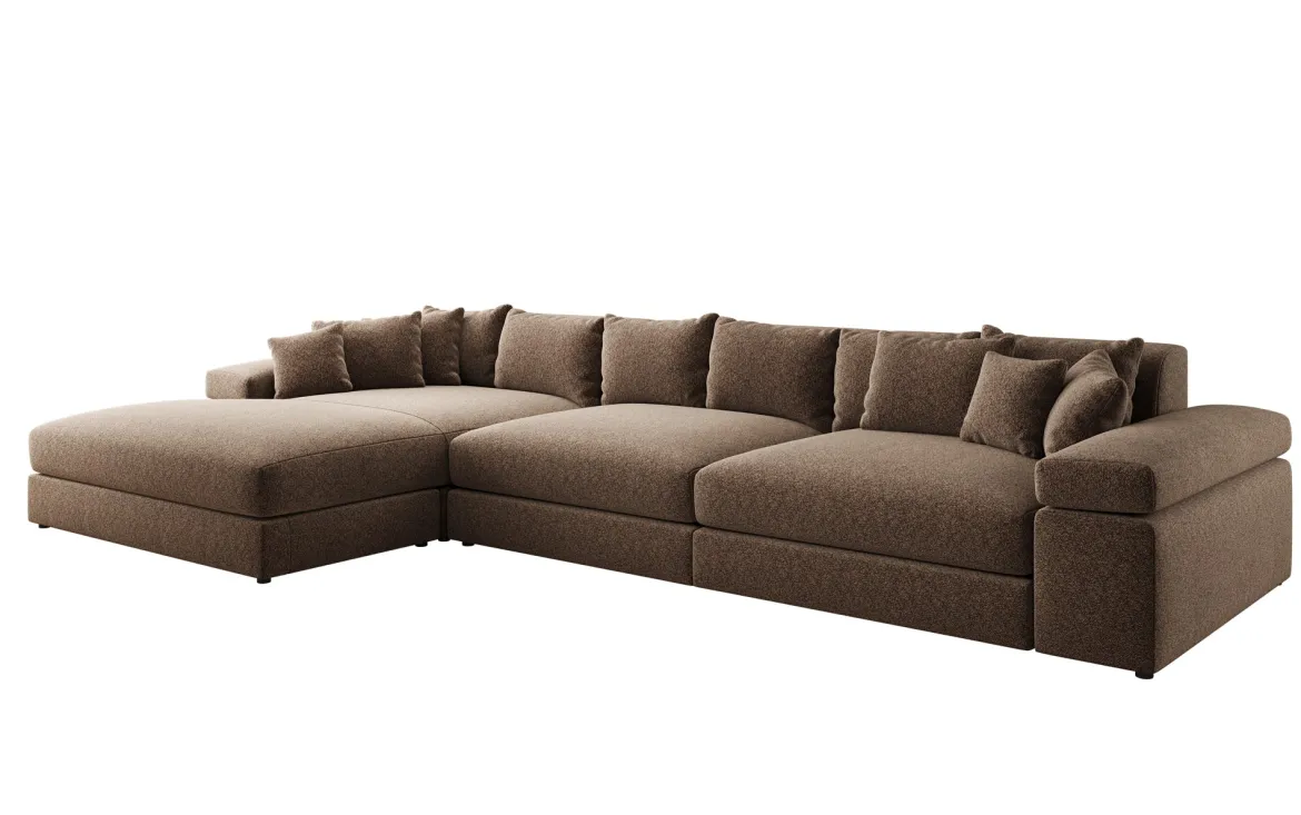 Designer Ecksofa Bernardo Maxi mit breiter Ottomane in Strukturstoff