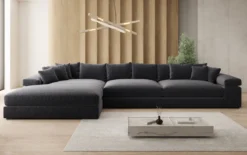 Designer Ecksofa Bernardo Maxi mit breiter Ottomane in Strukturstoff