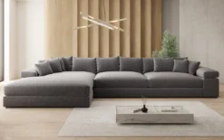 Designer Ecksofa Bernardo Maxi mit breiter Ottomane in Strukturstoff
