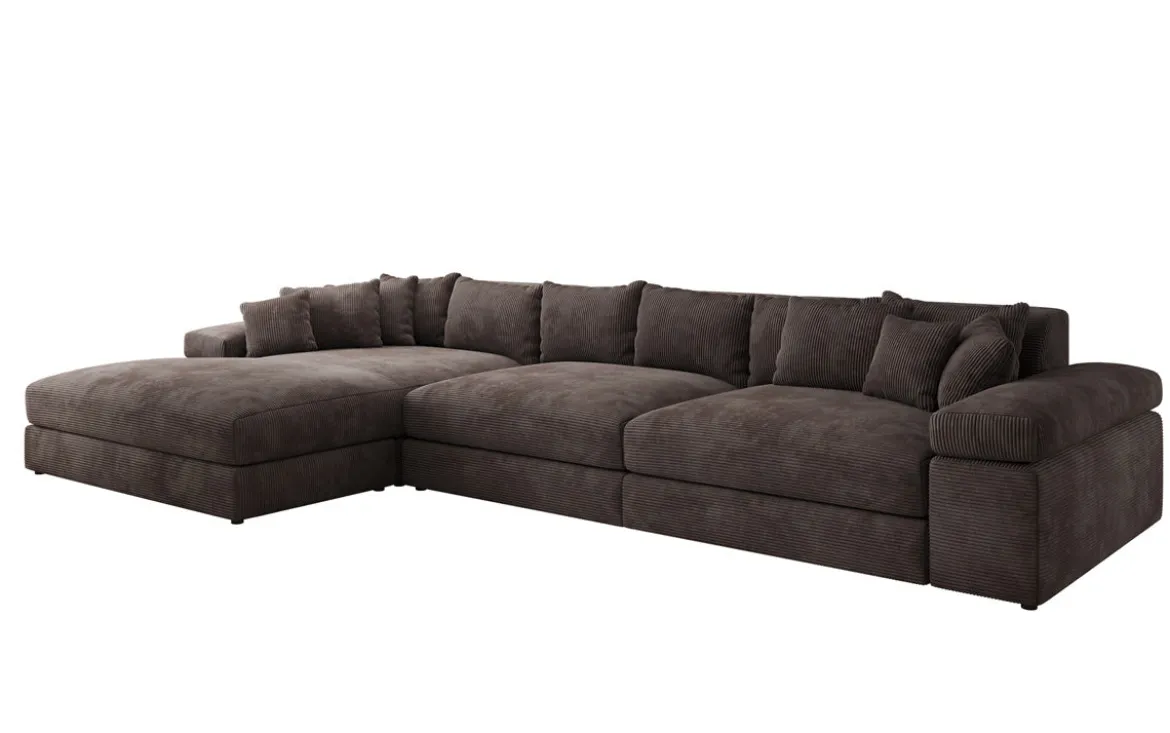 Designer Ecksofa Bernardo Maxi mit breiter Ottomane in Cord