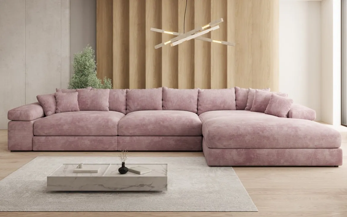 Designer Ecksofa Bernardo Maxi mit breiter Ottomane in Cord
