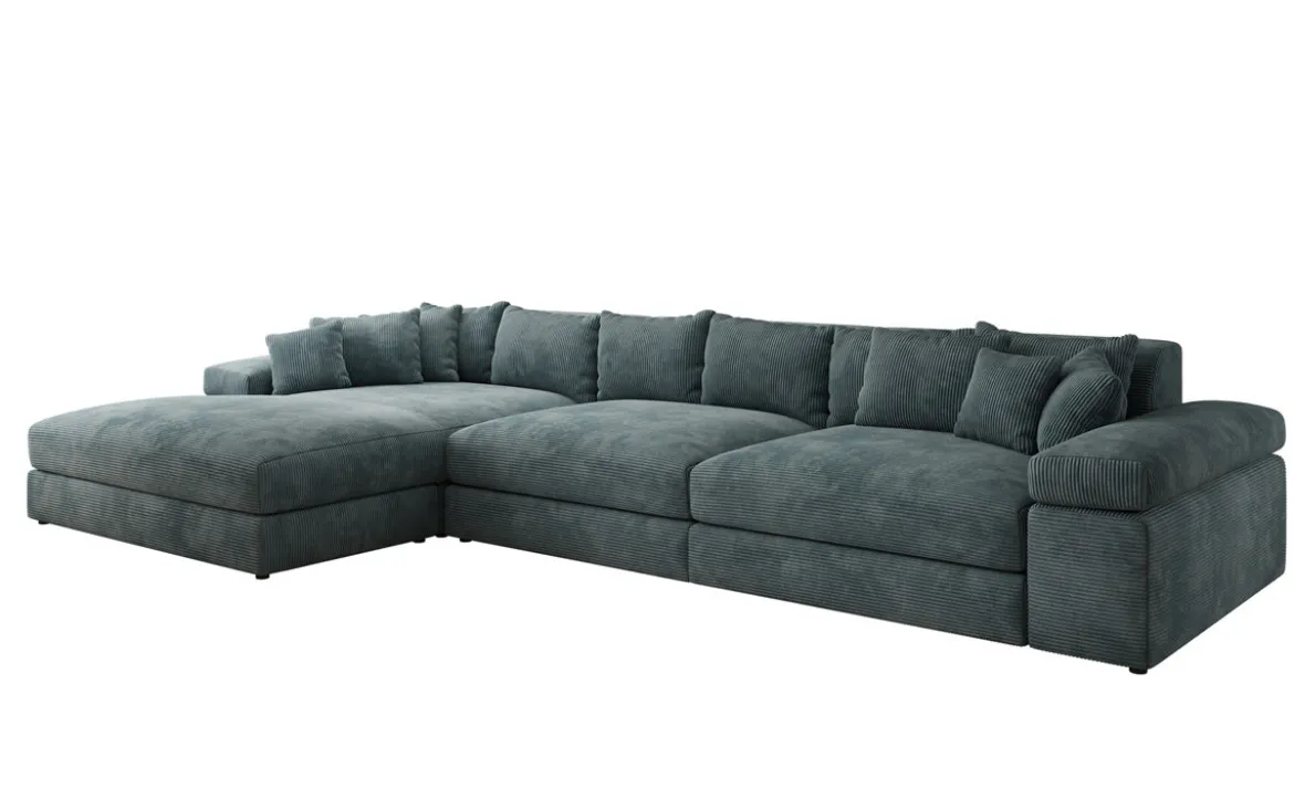 Designer Ecksofa Bernardo Maxi mit breiter Ottomane in Cord