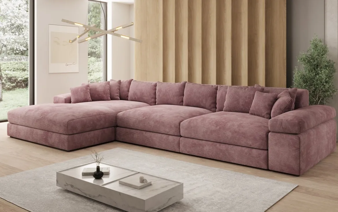 Designer Ecksofa Bernardo Maxi mit breiter Ottomane in Cord