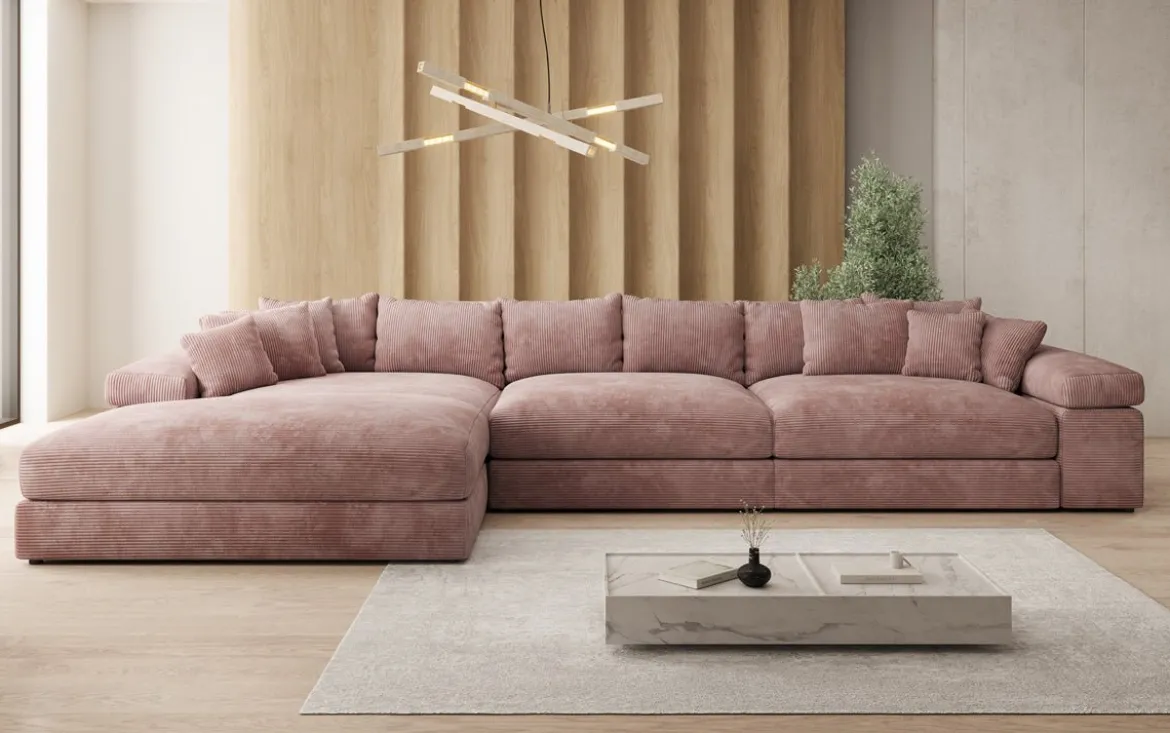 Designer Ecksofa Bernardo Maxi mit breiter Ottomane in Cord