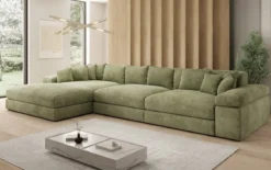 Designer Ecksofa Bernardo Maxi mit breiter Ottomane in Cord