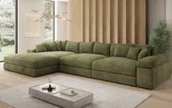 Designer Ecksofa Bernardo Maxi mit breiter Ottomane in Cord
