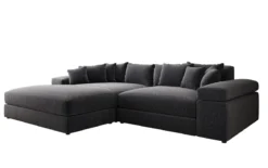 Designer Ecksofa Bernardo mit breiter Ottomane in Strukturstoff