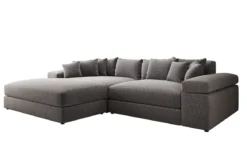 Designer Ecksofa Bernardo mit breiter Ottomane in Strukturstoff