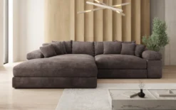 Designer Ecksofa Bernardo mit breiter Ottomane in Cord