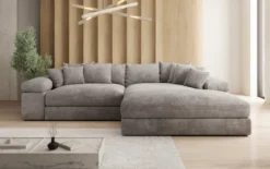 Designer Ecksofa Bernardo mit breiter Ottomane in Cord