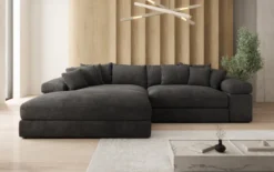 Designer Ecksofa Bernardo mit breiter Ottomane in Cord