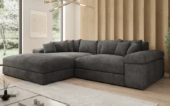 Designer Ecksofa Bernardo mit breiter Ottomane in Cord