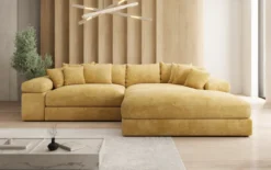 Designer Ecksofa Bernardo mit breiter Ottomane in Cord