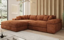 Designer Ecksofa Bernardo mit breiter Ottomane in Cord