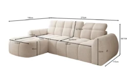 Designer Ecksofa Bjork in Strukturstoff mit elektrischer Sitzerweiterung