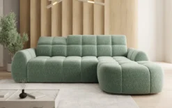 Designer Ecksofa Bjork in Strukturstoff mit elektrischer Sitzerweiterung