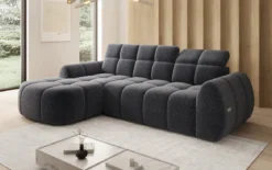 Designer Ecksofa Bjork in Strukturstoff mit elektrischer Sitzerweiterung