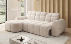 Designer Ecksofa Bjork in Strukturstoff mit elektrischer Sitzerweiterung