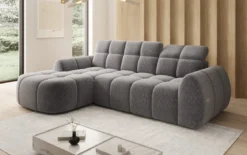 Designer Ecksofa Bjork in Strukturstoff mit elektrischer Sitzerweiterung