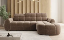 Designer Ecksofa Bjork in Strukturstoff mit elektrischer Sitzerweiterung