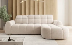 Designer Ecksofa Bjork in Strukturstoff mit elektrischer Sitzerweiterung